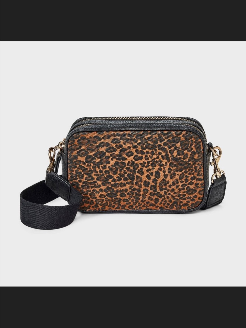 Double Zip Camera Leopard Print Crossbody
Bag Universal Thread Black/Brown NWT